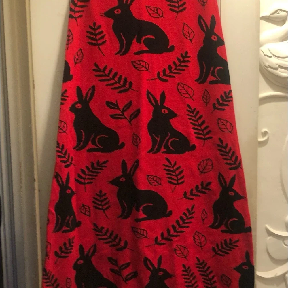 Playful Red Rabbit A-Line Skirt - Picture 4 of 5
